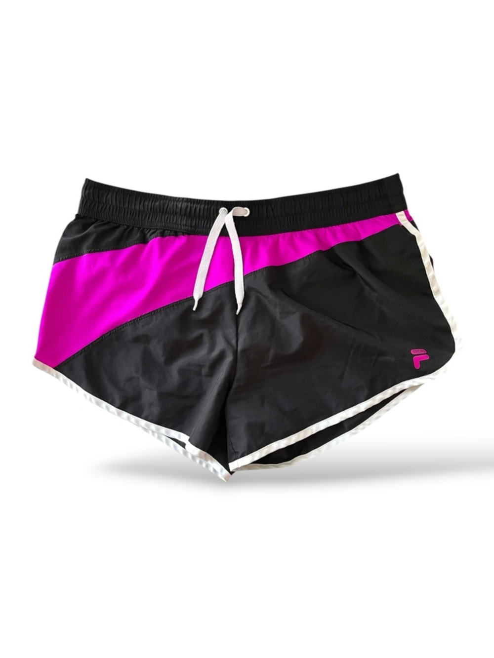 Fila Black & Fuchsia Running Shorts, Medium
